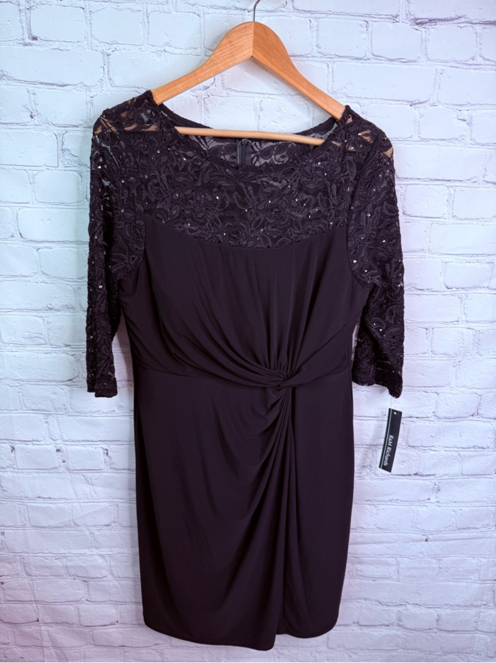 R&M Richard’s Black Evening Cocktail Dress 14 NWT